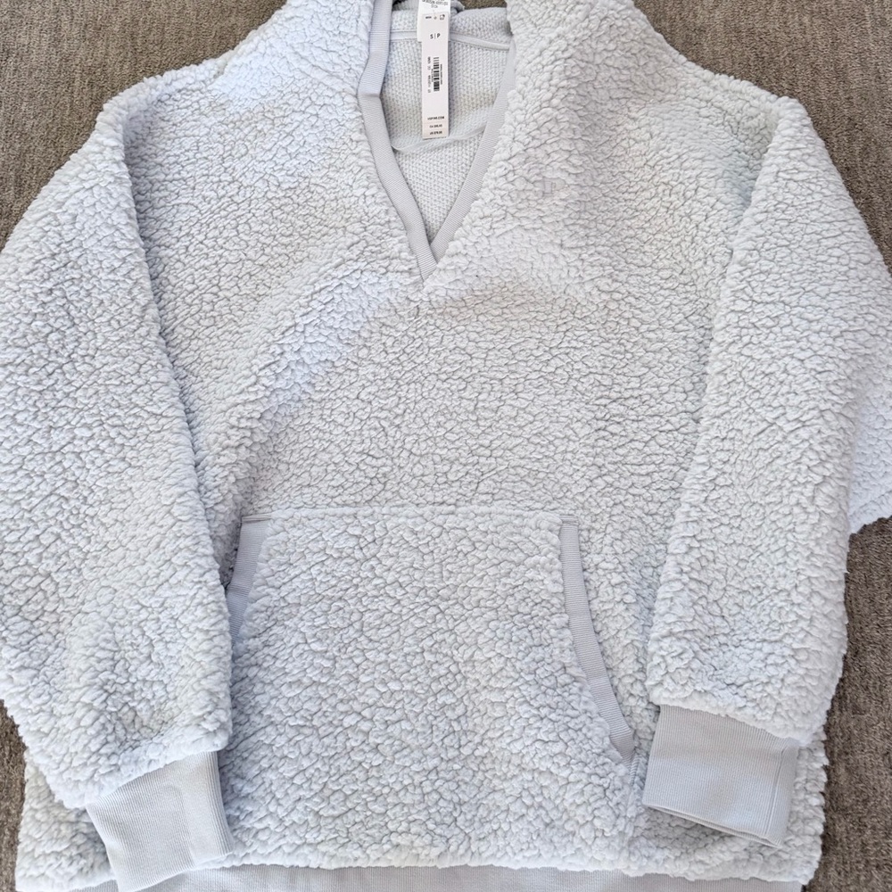PINK Victoria's Secret Light Blue V-Neck Sherpa Sweater
